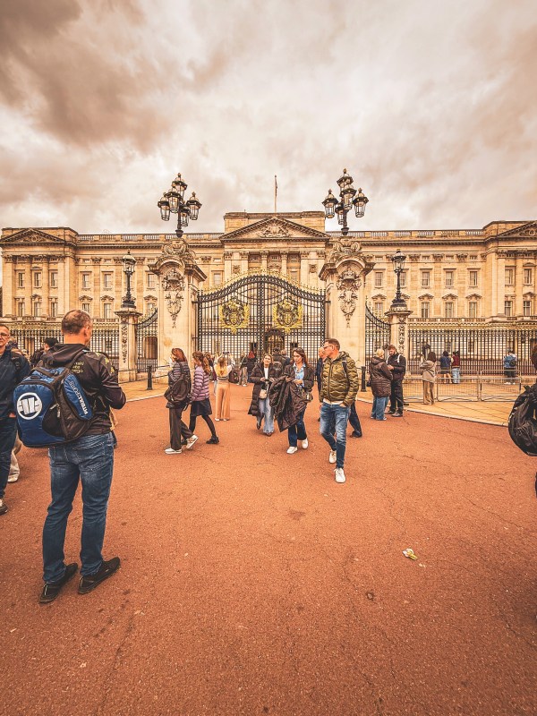 Visitors gathered outside Buckingham Palace.